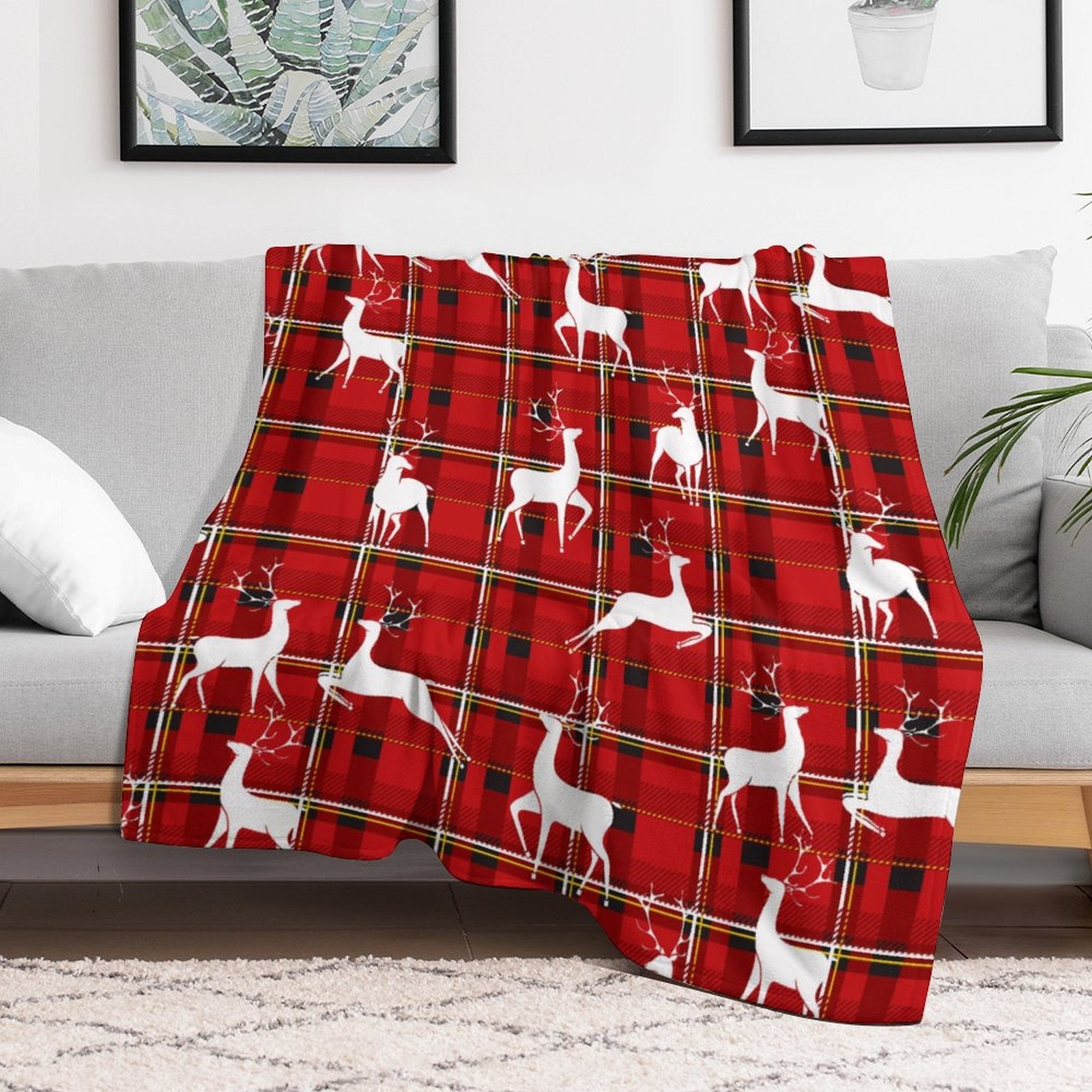 Buysing Customerized Personalized Blanket Custom Valentine's Day Gift for Mom Dad Girlfriend Boyfriend Wife Husband-
Christmas Gift Elk Red