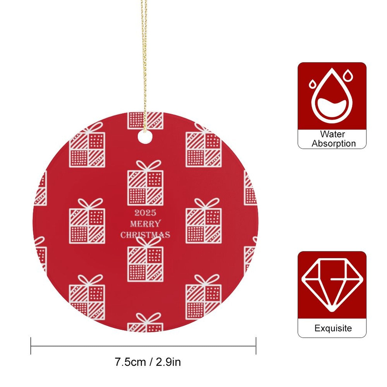 Buysing Christmas-Merry Christmas Christmas Tree Hanging Ornaments Decorations Red-Gift