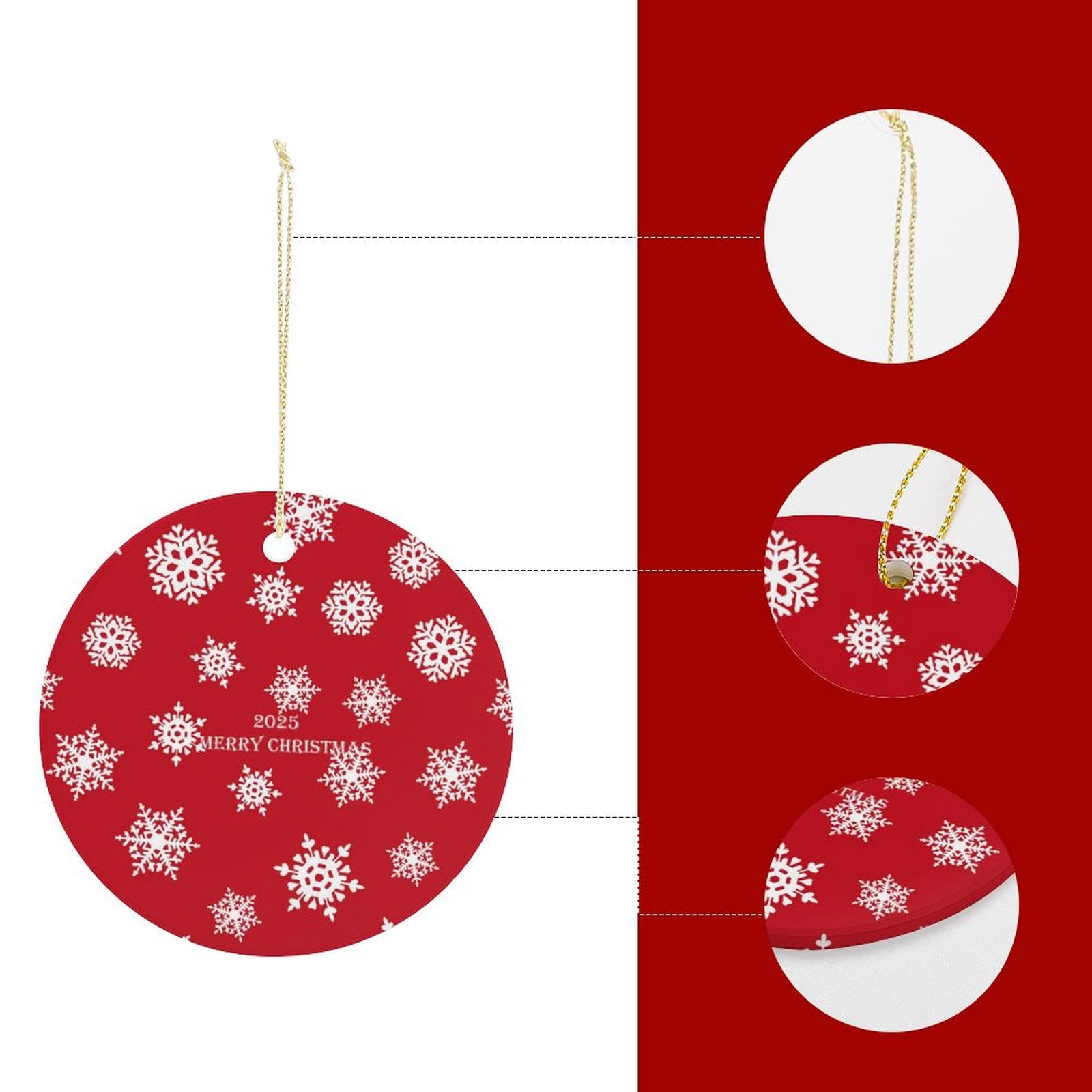 Buysing Christmas Day-Christmas Tree Hanging Decorations Red-Snowflake