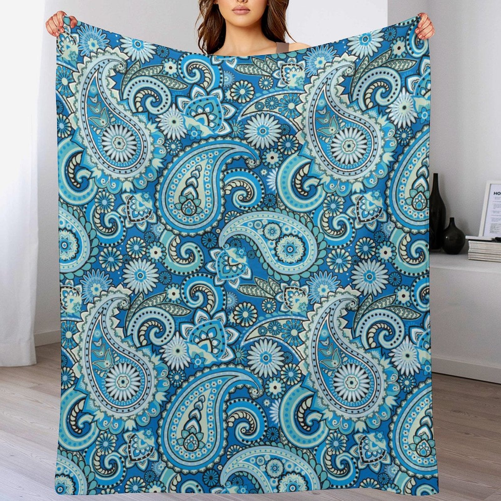 Buysing Customized Personalized Blanket Customize Valentines Day Gifts for Mom Dad Girlfriend Boyfriend Wife Husband-
Paisley 
Boho