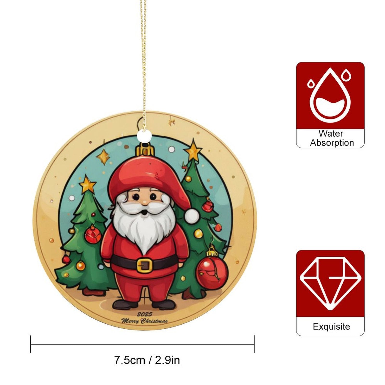 Buysing Christmas Day-Christmas Tree Hanging Decorations Red-Santa Claus