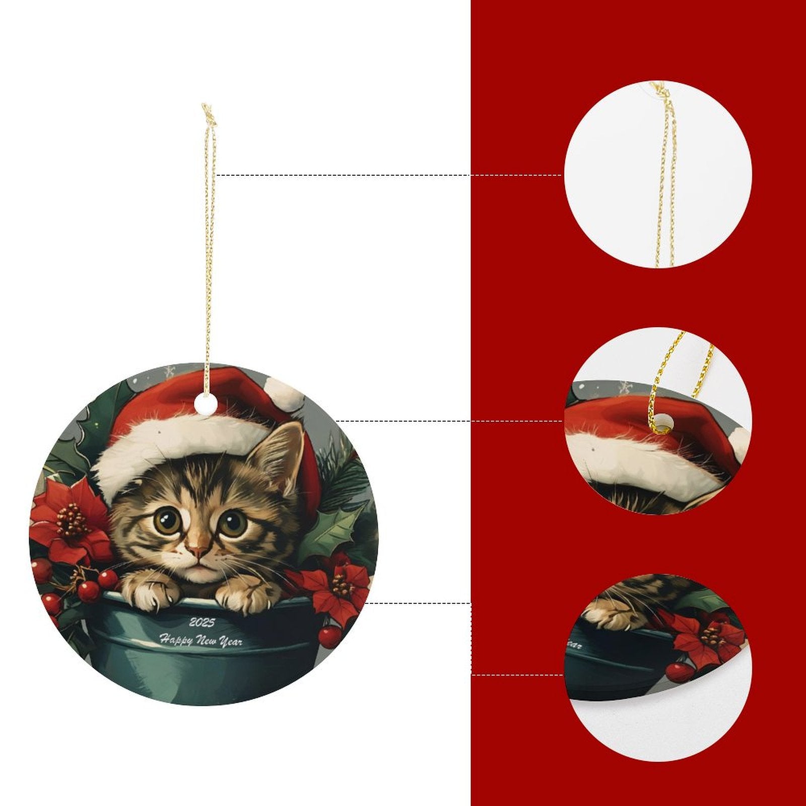 Buysing-Christmas- Merry Christmas Christmas Tree Hanging Ornaments Decorations Cat