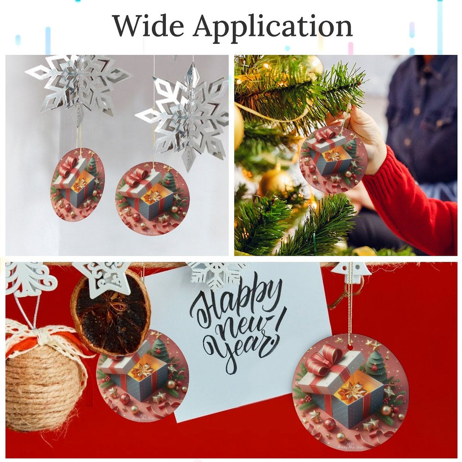 Buysing Christmas-Merry Christmas Christmas Tree Hanging Ornaments Decorations Red-Surprise Gift