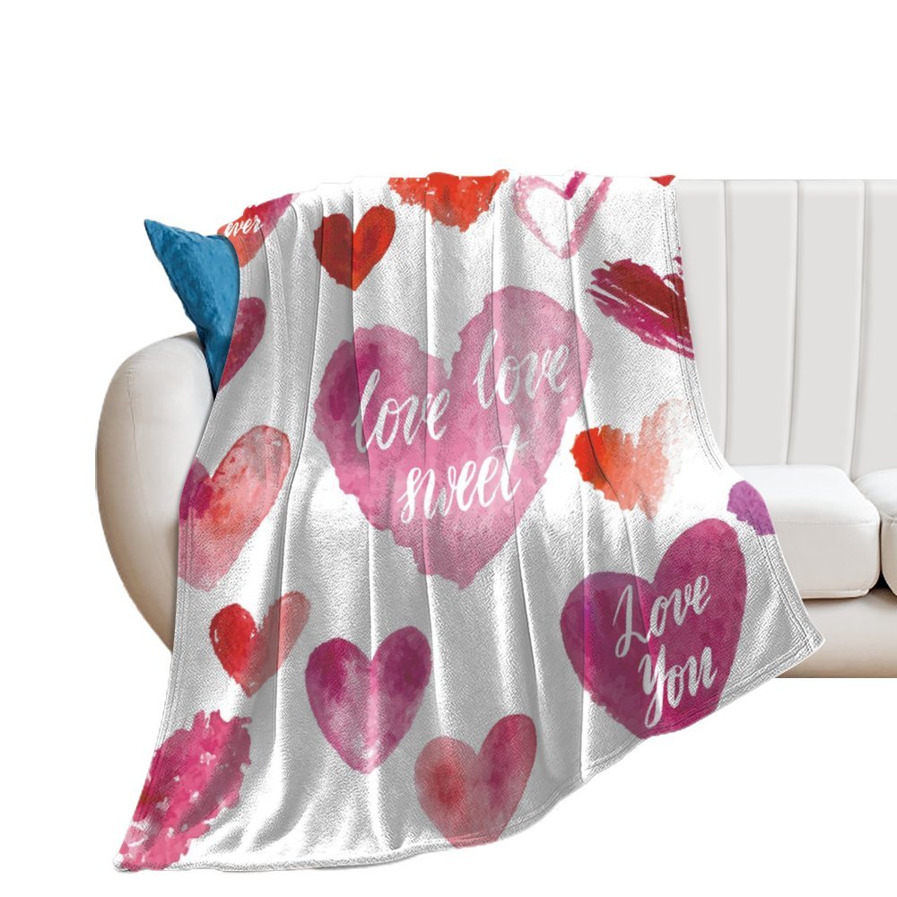 Buysing Customerized Personalized Blanket Custom Valentine's Day Gift for Mom Dad Girlfriend Boyfriend Wife Husband-heart love sweet