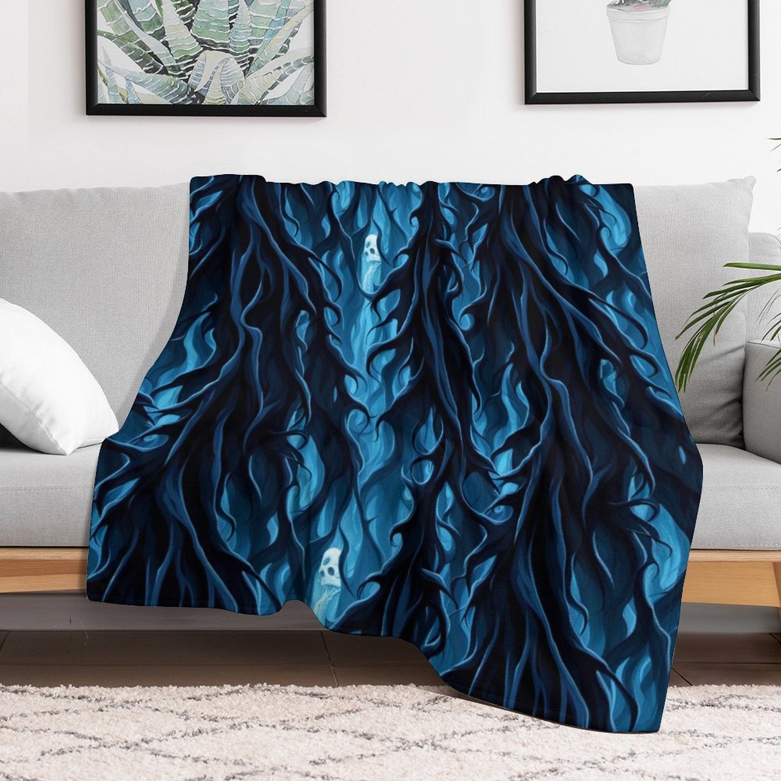 Buysing Customized Blanket Customized Valentine's Day Gift for Mom Dad Girlfriend Boyfriend Wife Husband-
Blue Abstract Breeze