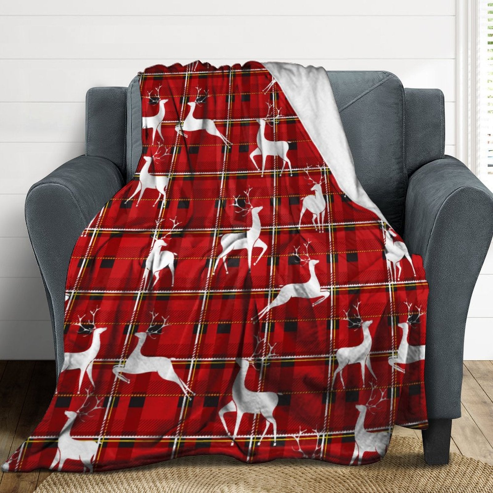 Buysing Customerized Personalized Blanket Custom Valentine's Day Gift for Mom Dad Girlfriend Boyfriend Wife Husband-
Christmas Gift Elk Red