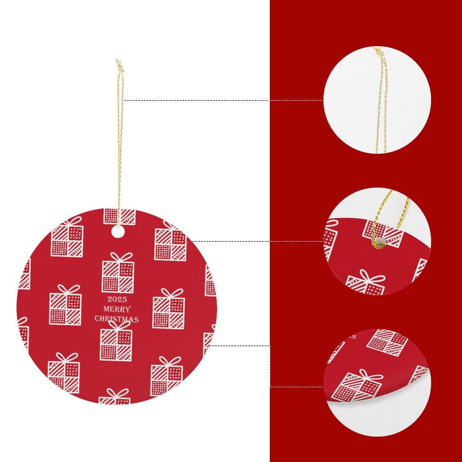 Buysing Christmas-Merry Christmas Christmas Tree Hanging Ornaments Decorations Red-Gift