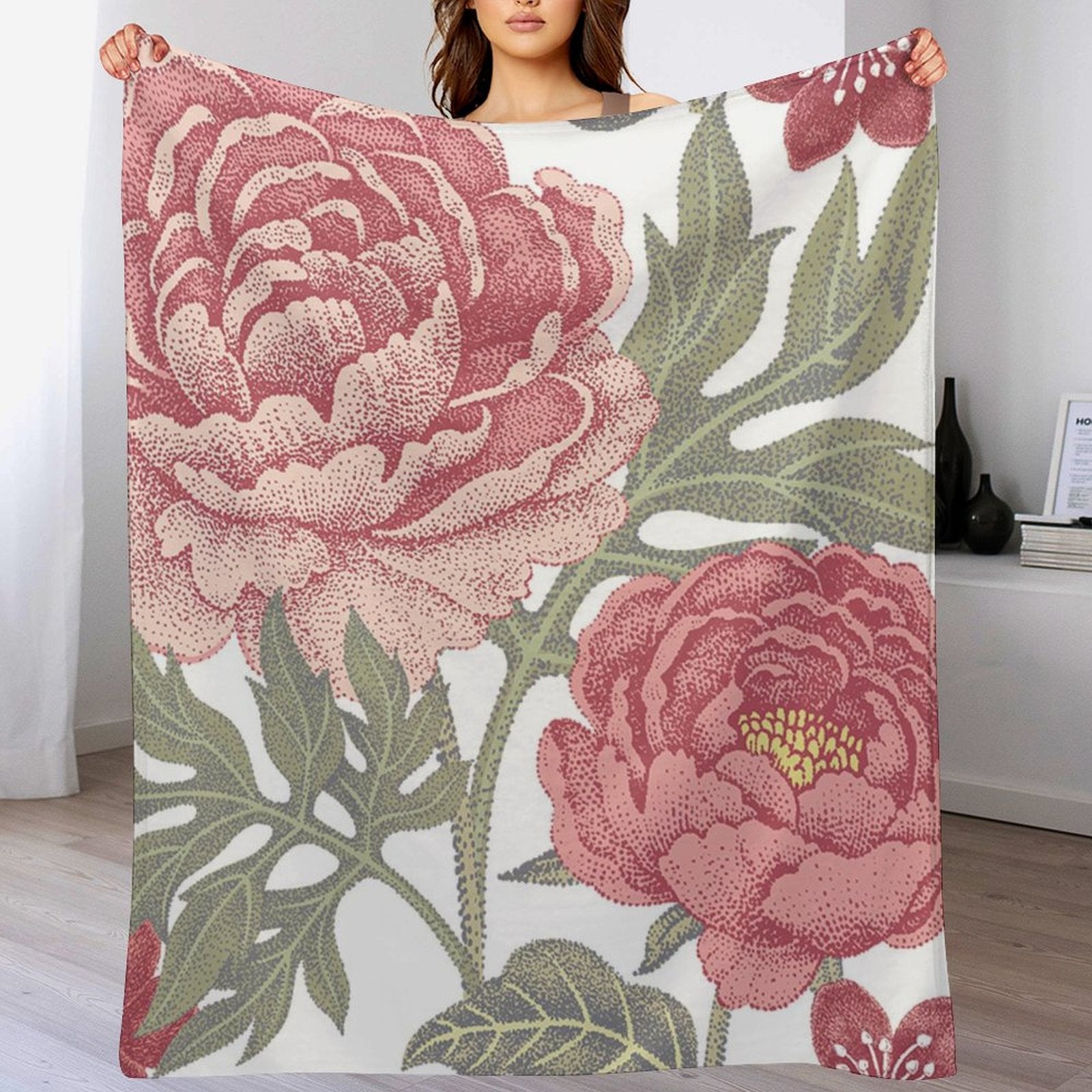 Buysing Customized Personalized Blanket Customize Valentines Day Gifts for Mom Dad Girlfriend Boyfriend Wife Husband-
Rose Flower