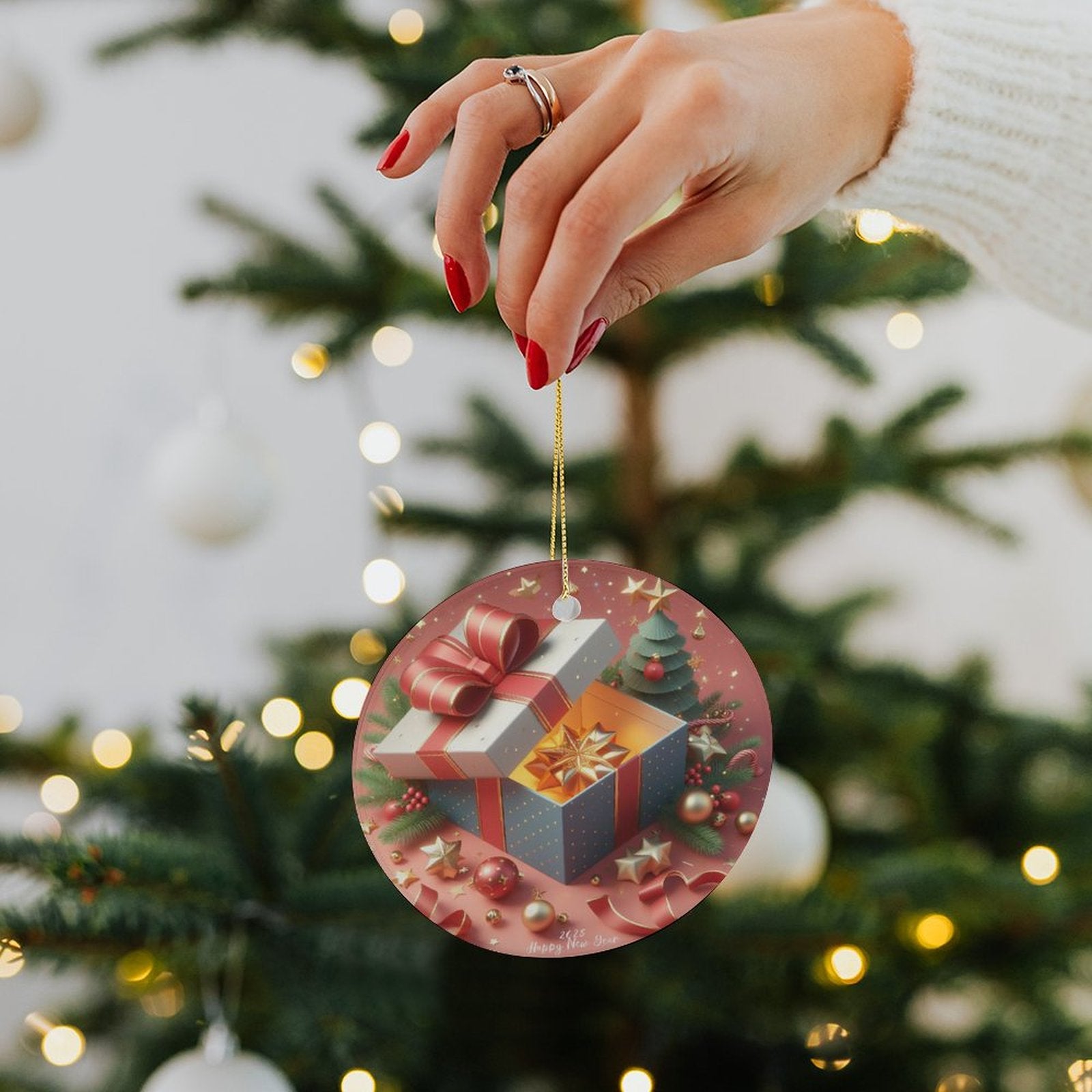 Buysing Christmas-Merry Christmas Christmas Tree Hanging Ornaments Decorations Red-Surprise Gift