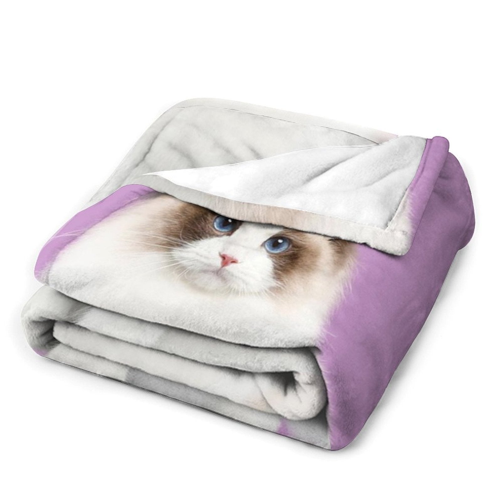 Buysing Customerized Personalized Blanket Custom Valentine's Day Gift for Mom Dad Girlfriend Boyfriend Wife Husband-
Purple (cat)