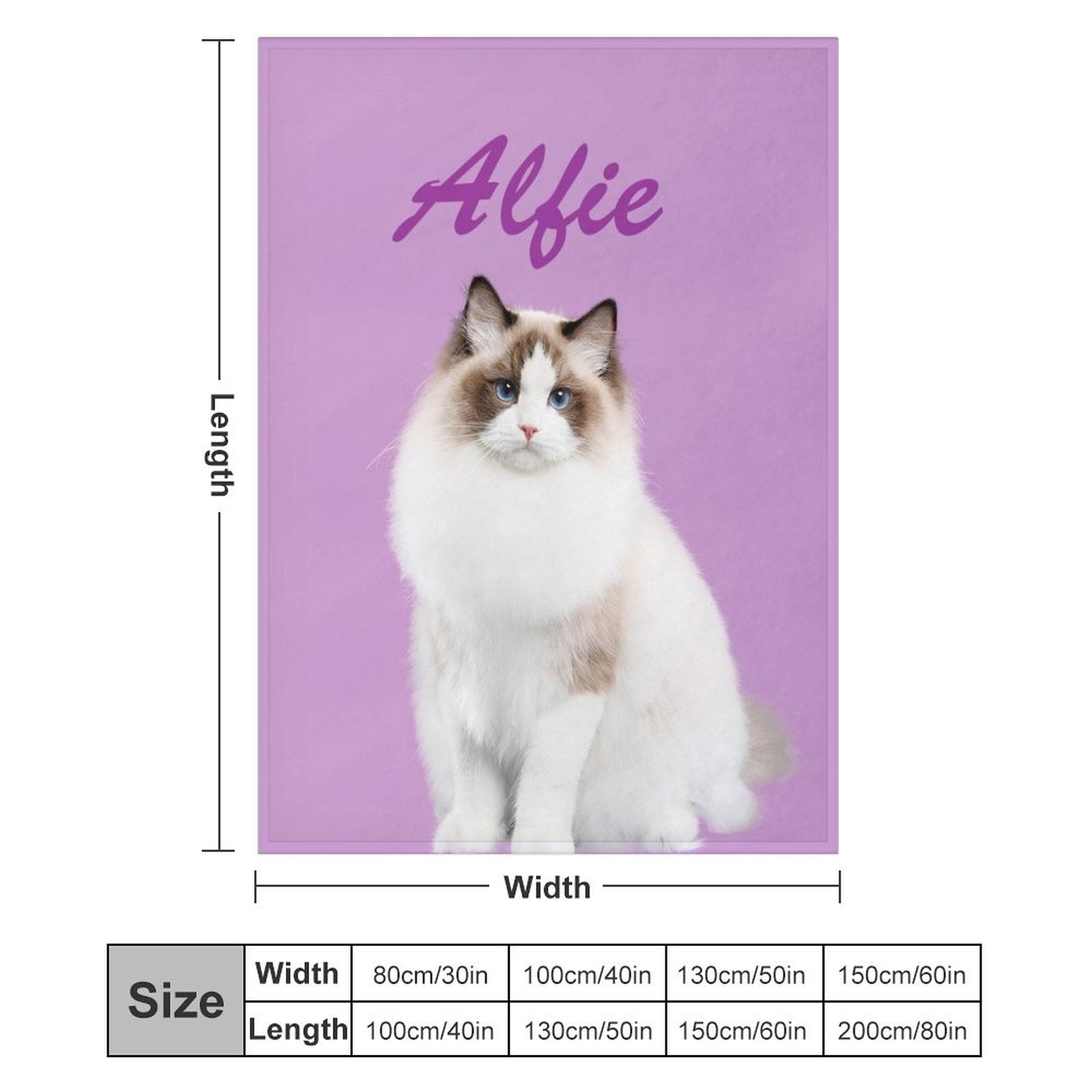 Buysing Customerized Personalized Blanket Custom Valentine's Day Gift for Mom Dad Girlfriend Boyfriend Wife Husband-
Purple (cat)