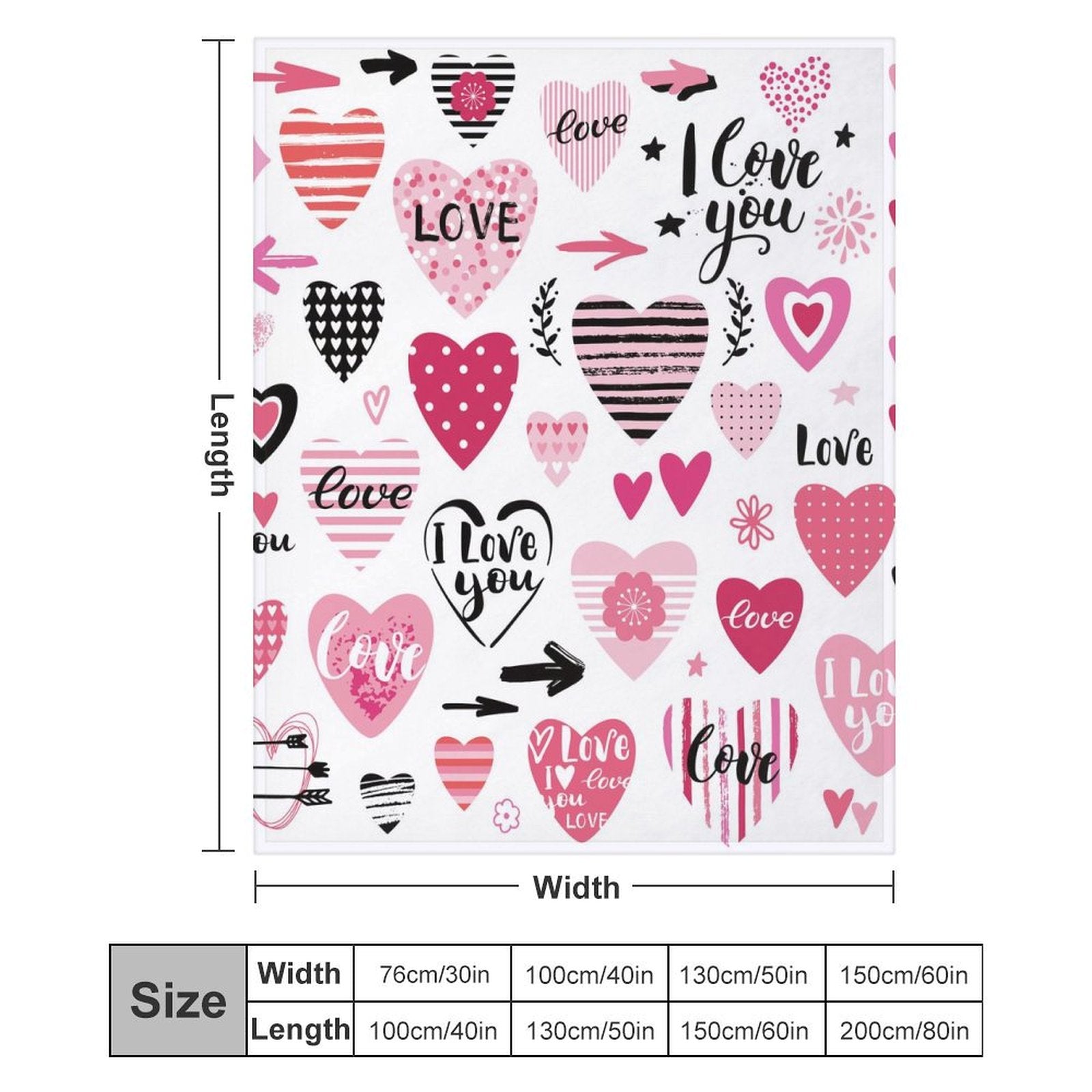 Buysing Customerized Personalized Blanket Custom Valentine's Day Gift for Mom Dad Girlfriend Boyfriend Wife Husband-heart i love you