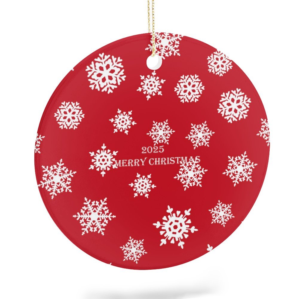 Buysing Christmas Day-Christmas Tree Hanging Decorations Red-Snowflake