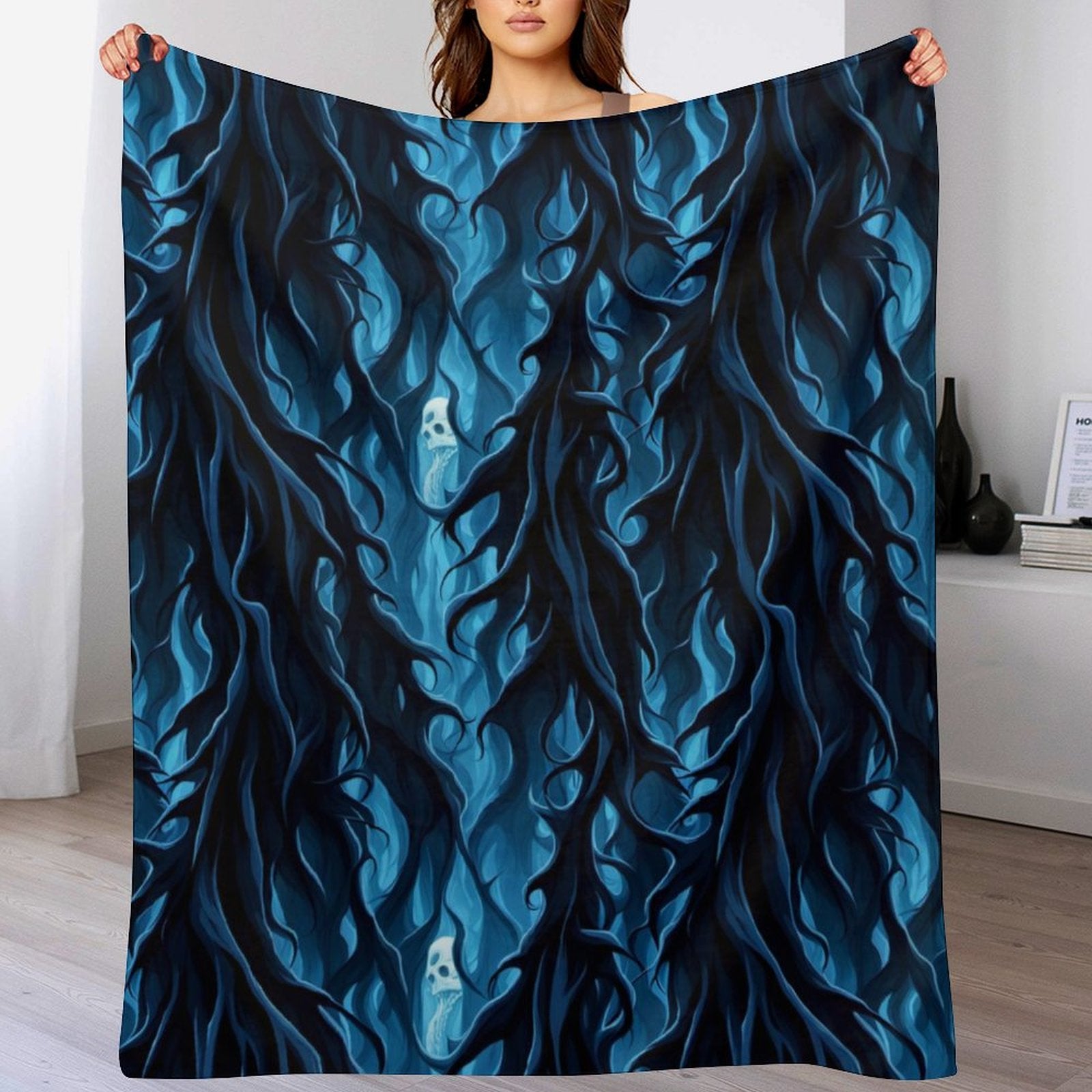 Buysing Customized Blanket Customized Valentine's Day Gift for Mom Dad Girlfriend Boyfriend Wife Husband-
Blue Abstract Breeze