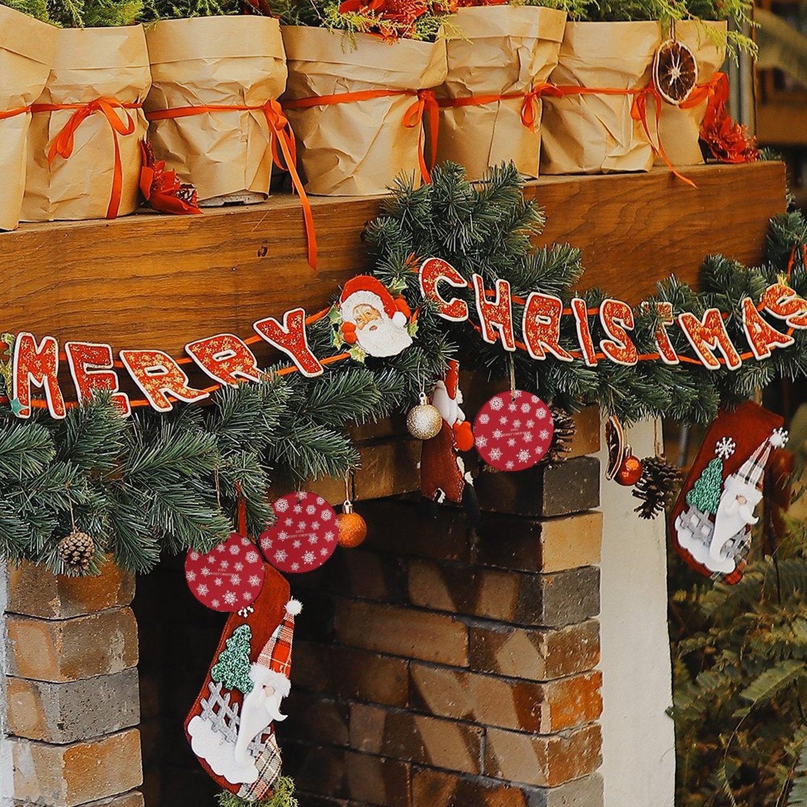 Buysing Christmas Day-Christmas Tree Hanging Decorations Red-Snowflake