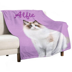 Buysing Customerized Personalized Blanket Custom Valentine's Day Gift for Mom Dad Girlfriend Boyfriend Wife Husband-
Purple (cat)